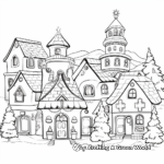 Thematic Christmas Village Scene Adult Coloring Pages 2