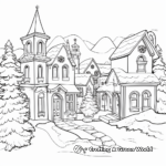 Thematic Christmas Village Scene Adult Coloring Pages 4