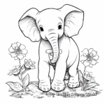 Themed: Elephant with Flowers Coloring Pages 1