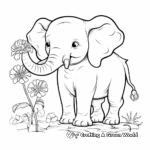 Themed: Elephant with Flowers Coloring Pages 2