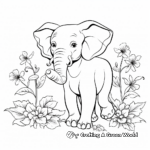 Themed: Elephant with Flowers Coloring Pages 3