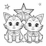 Three Wise Cats with Christmas Star Coloring Pages 1