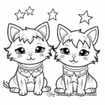 Three Wise Cats with Christmas Star Coloring Pages 2