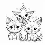 Three Wise Cats with Christmas Star Coloring Pages 3