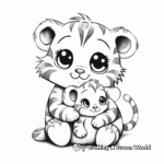 Tiger Mom and Cub Hugging Coloring Pages 1
