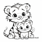 Tiger Mom and Cub Hugging Coloring Pages 4