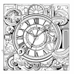 Timepiece Themed New Year Coloring Pages 1