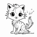 Tiny Mermaid Kitten Coloring Pages 2