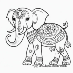 Traditional Indian Henna Elephant Coloring Pages 2