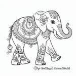 Traditional Indian Henna Elephant Coloring Pages 3