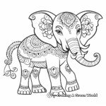 Traditional Indian Henna Elephant Coloring Pages 4