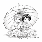 Traditional Japanese Umbrella Coloring Pages 1