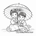 Traditional Japanese Umbrella Coloring Pages 3