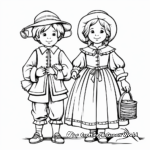 Traditional Pilgrim Boy and Girl Coloring Pages 1