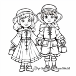 Traditional Pilgrim Boy and Girl Coloring Pages 2