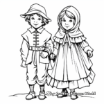 Traditional Pilgrim Boy and Girl Coloring Pages 3