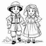Traditional Pilgrim Boy and Girl Coloring Pages 4