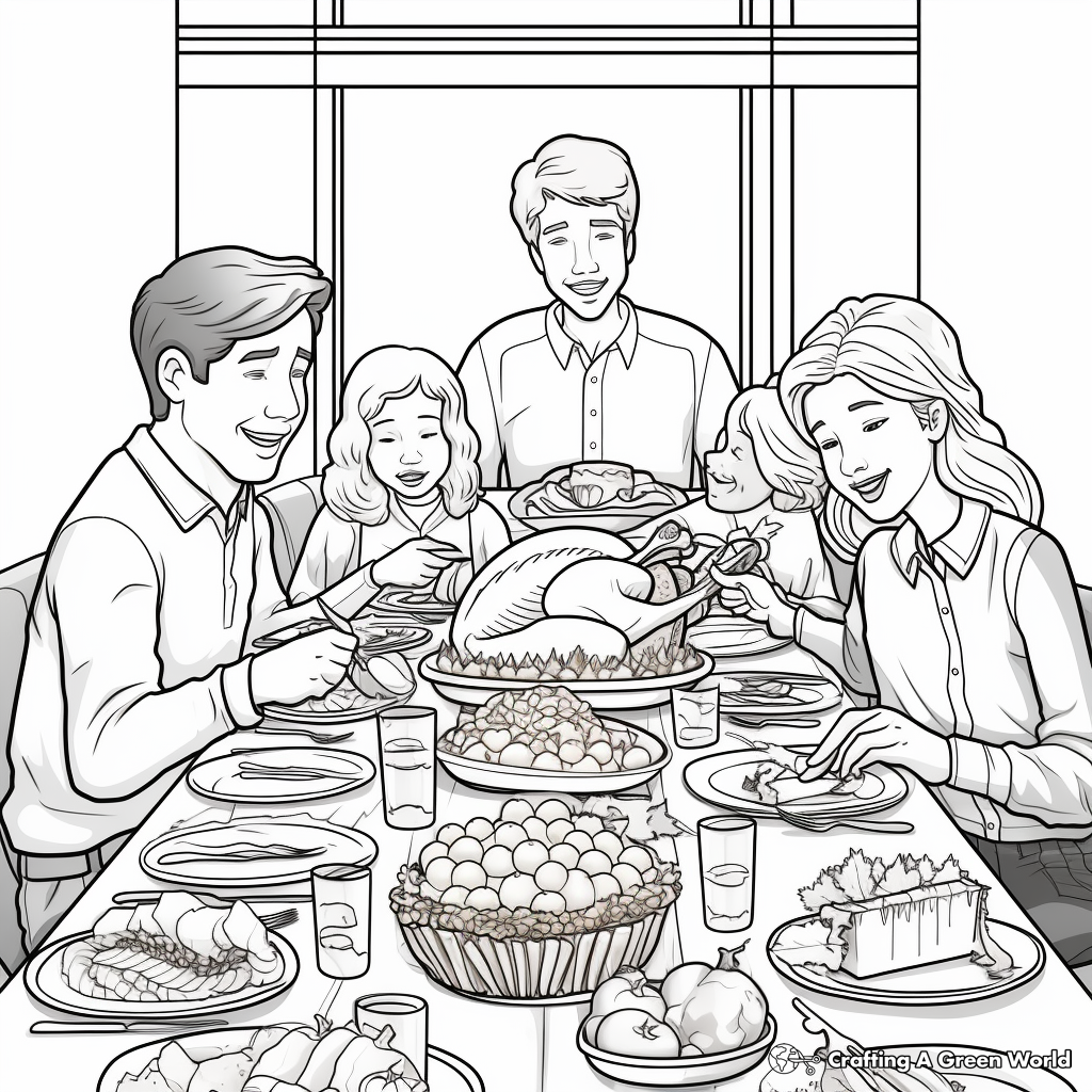 Traditional Thanksgiving feast Coloring Pages 3