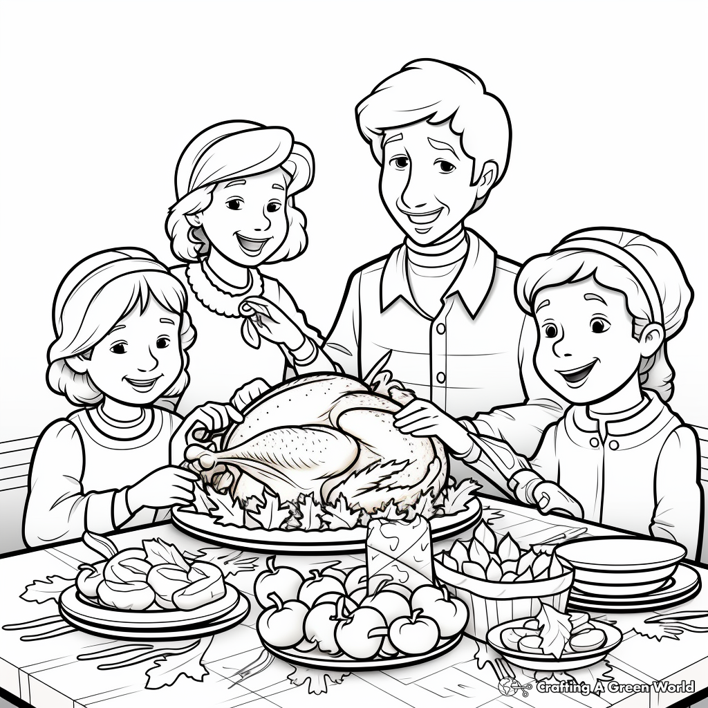Traditional Thanksgiving feast Coloring Pages 4