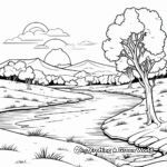 Tranquil River Valley Landscape Coloring Pages 3