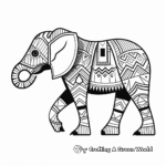 Tribal Inspired: Elephant with Geometric Patterns Coloring Pages 1