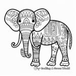 Tribal Inspired: Elephant with Geometric Patterns Coloring Pages 2