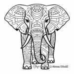 Tribal Inspired: Elephant with Geometric Patterns Coloring Pages 4