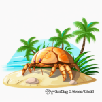 Tropical Beach Hermit Crab Coloring Pages 1