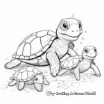 Turtle Family Coloring Pages: Mother and Babies 1