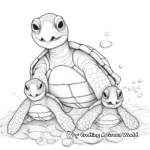 Turtle Family Coloring Pages: Mother, Father, and Hatchlings 2