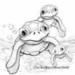 Turtle Family Coloring Pages: Mother, Father, and Hatchlings 3