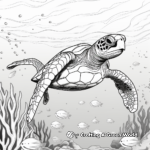 Turtle in the Ocean: Marine-theme Coloring Pages 2
