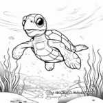 Turtle in the Ocean: Marine-theme Coloring Pages 3