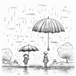 Umbrella in the Rain: Weather-Scene Coloring Pages 4