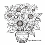 Uncomplicated Sunflowers in a Vase Coloring Pages 1