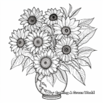 Uncomplicated Sunflowers in a Vase Coloring Pages 3