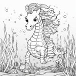 Underwater Scene Unicorn Seahorse Coloring Pages 1