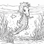 Underwater Scene Unicorn Seahorse Coloring Pages 2