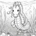 Underwater Scene Unicorn Seahorse Coloring Pages 3
