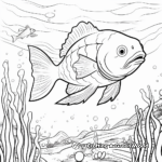 Underwater Scene with Pacific Cod Coloring Pages 1