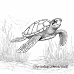 Underwater Scenery with Green Sea Turtle Coloring Pages 1