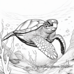 Underwater Scenery with Green Sea Turtle Coloring Pages 4