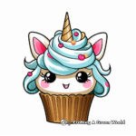 Unicorn and Rainbow Cupcake Coloring Pages 1