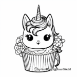 Unicorn and Rainbow Cupcake Coloring Pages 2
