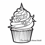 Unicorn and Rainbow Cupcake Coloring Pages 4
