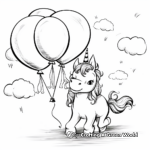 Unicorn Birthday Balloon Coloring Pages 1