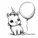 Unicorn Birthday Balloon Coloring Pages 3