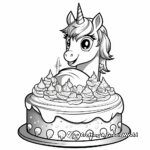Unicorn Birthday Cake Coloring Pages 4