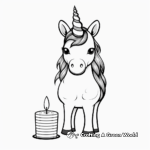 Unicorn Birthday Candle Coloring Pages 2