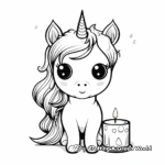 Unicorn Birthday Candle Coloring Pages 4